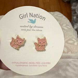 Pink Cat Earrings for Kids